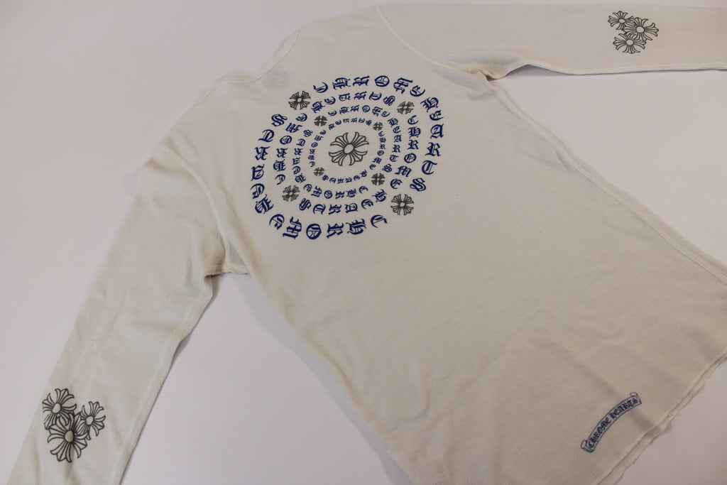 Chrome Hearts White Cemetery Cross Back Print Long Sleeve T-Shirt