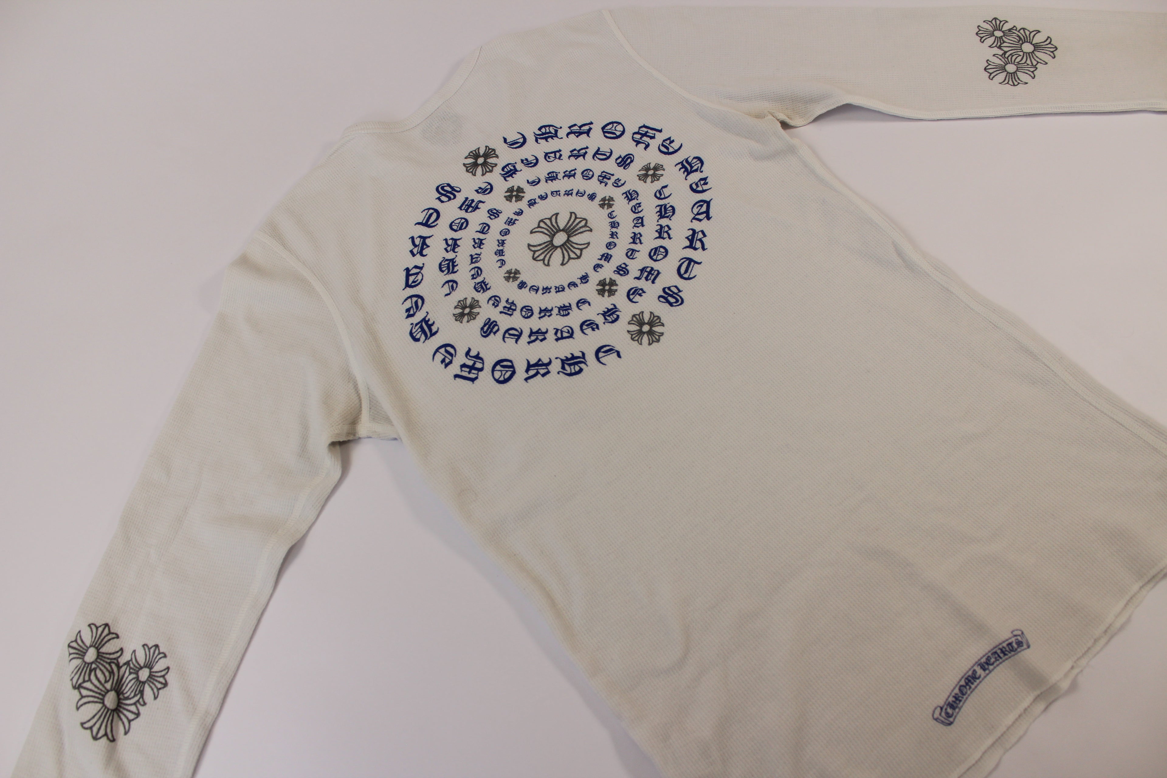 Chrome Hearts White Cemetery Cross Back Print Long Sleeve T-Shirt
