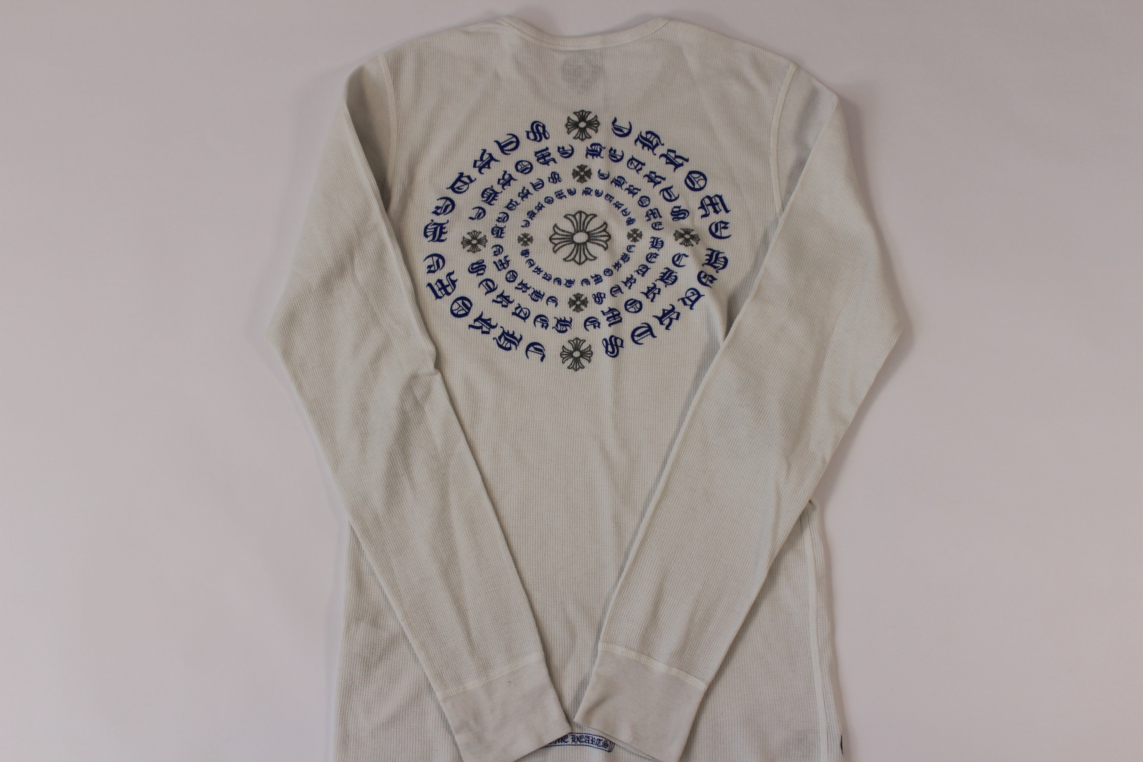 Chrome Hearts White Cemetery Cross Back Print Long Sleeve T-Shirt