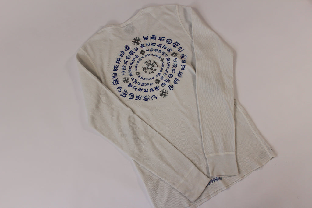 Chrome Hearts White Cemetery Cross Back Print Long Sleeve T-Shirt