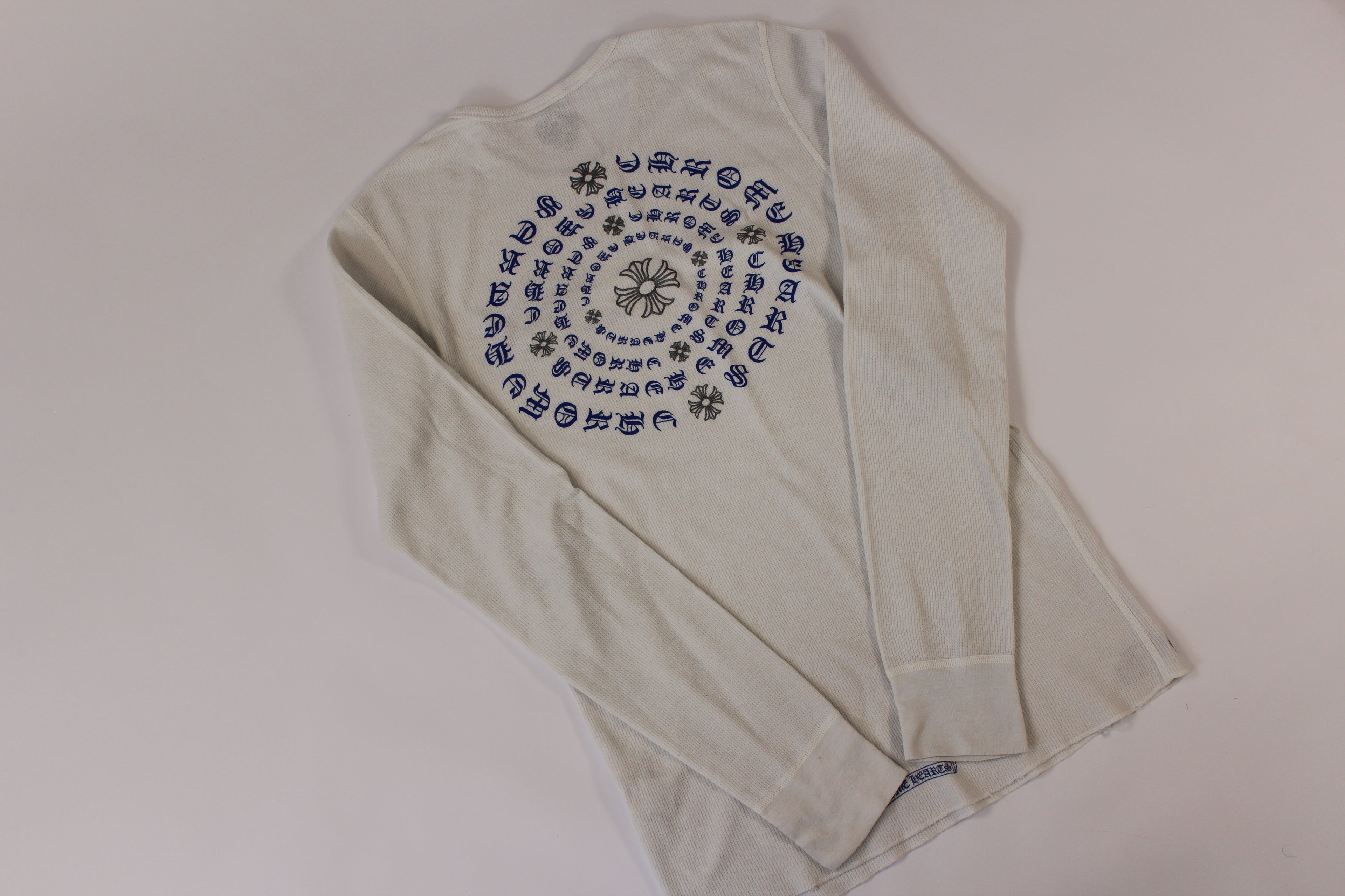 Chrome Hearts White Cemetery Cross Back Print Long Sleeve T-Shirt