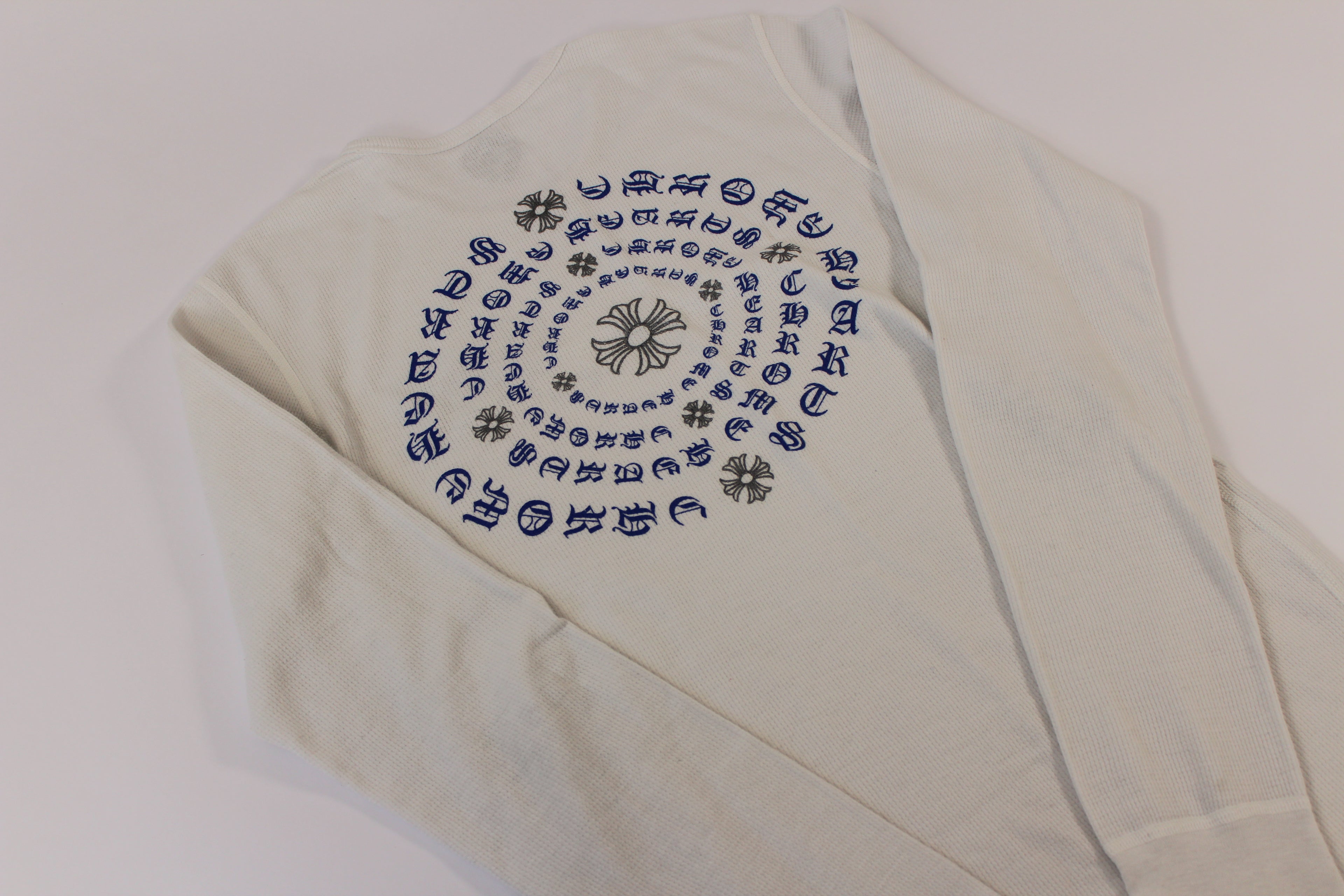 Chrome Hearts White Cemetery Cross Back Print Long Sleeve T-Shirt