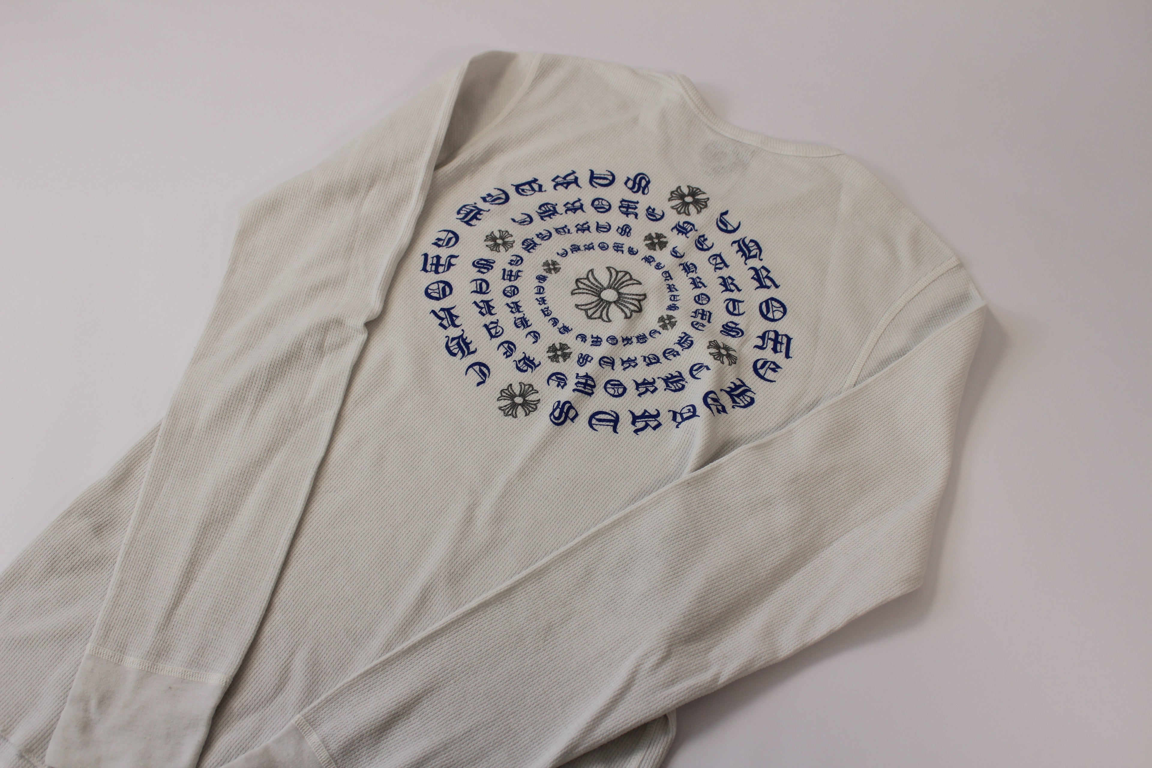 Chrome Hearts White Cemetery Cross Back Print Long Sleeve T-Shirt