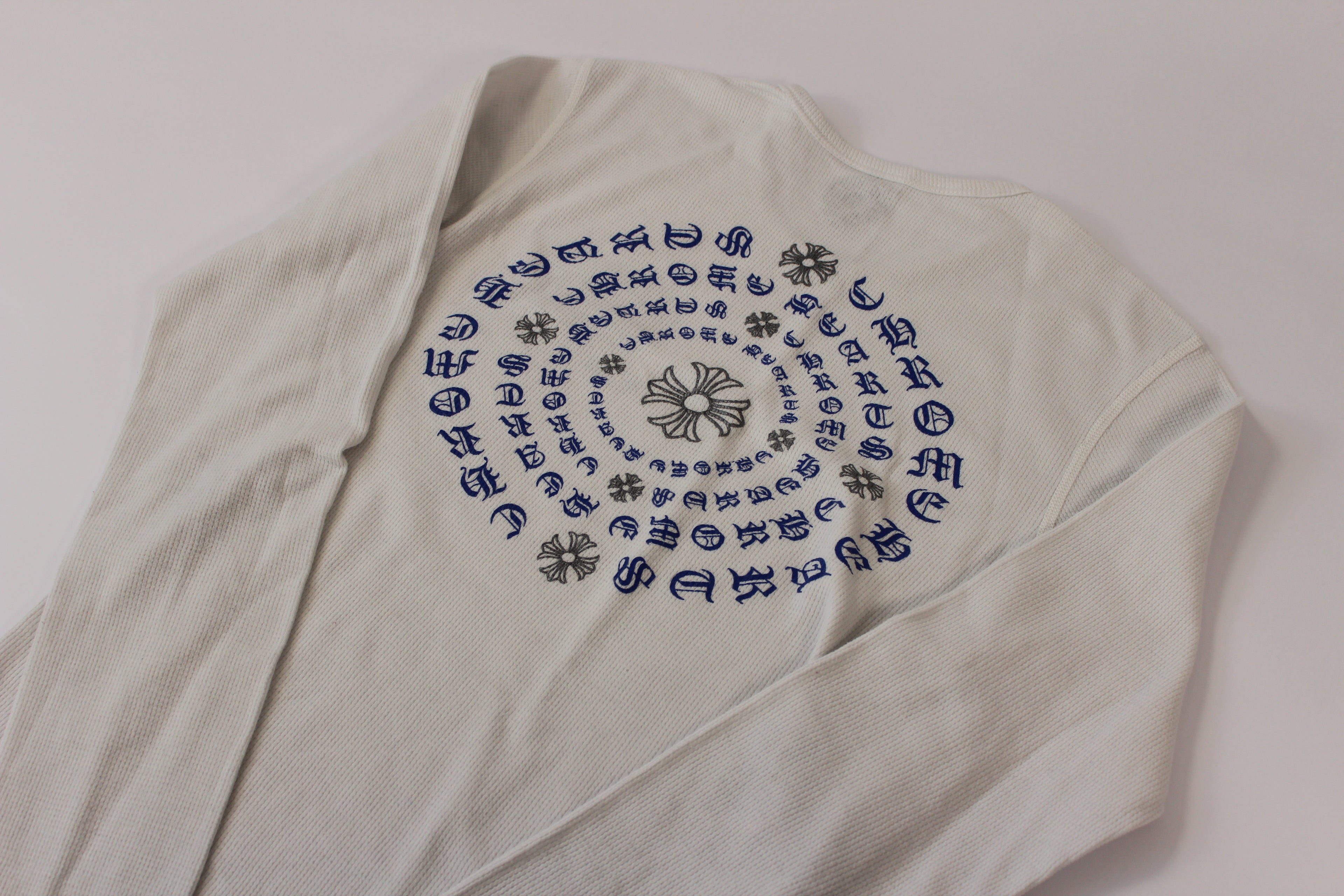 Chrome Hearts White Cemetery Cross Back Print Long Sleeve T-Shirt