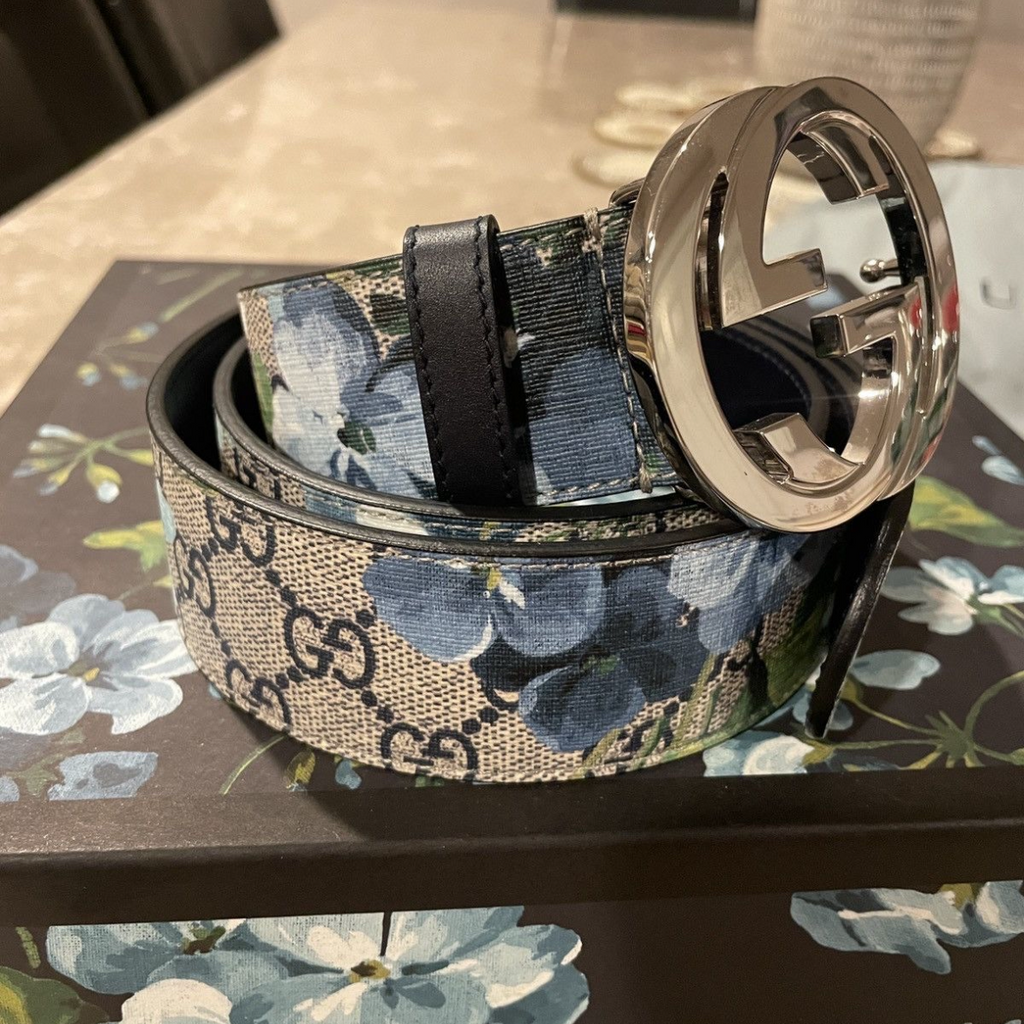 Gucci Blooms Belt GG Supreme Monogram - Beige/Blue